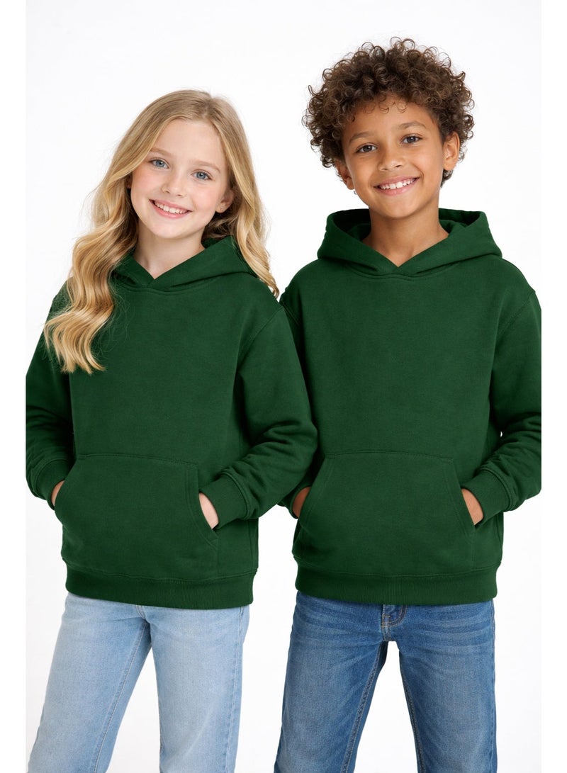 Premium Apparel Kids Forest Green Regular-Fit Hoodie – Unisex Pullover Sweatshirt for Boys & Girls, Casual Everyday Wear - Image 1